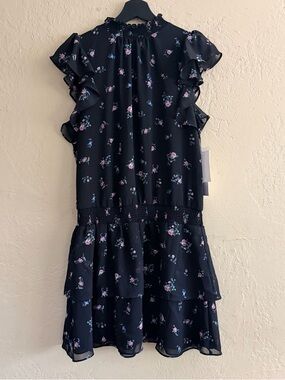 1. State Black Floral Ruffle Mini Dress